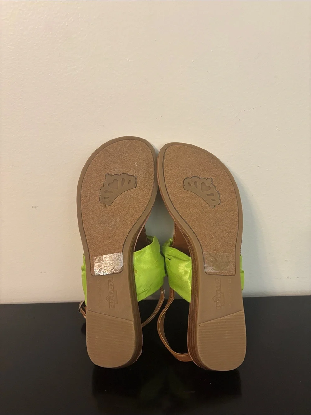 Fergalicious Lime Green Satin Knot Slingback Sandals